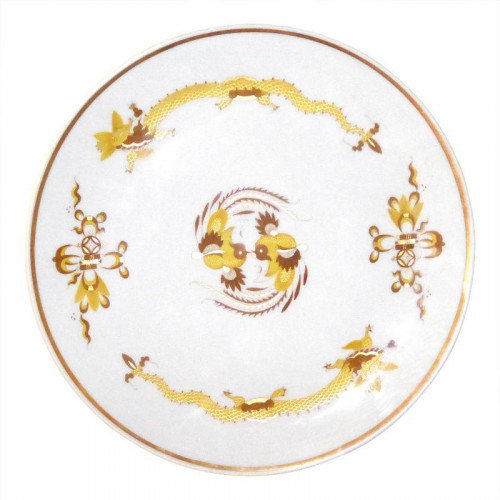 Meissen Neuer Ausschnitt - Reicher Drache Geel goldschattiert met gouden rand Bord 26 cm