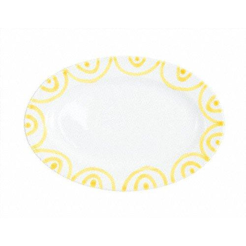 Gmundner Keramiek Gelbgeflammt Plaat ovaal met vlag Gourmet 21x14x2,1 cm