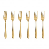 Sambonet Velvet Roestvast staal PVD / Goud Set van 6 taartvorkjes