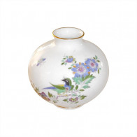 Meissen Neuer Ausschnitt - Indische Fels- Blumen- und Vogelmalerei 125 bunt mit Goldrand Vase 10,5 cm