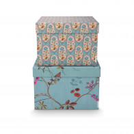 Pip Studio Blooming Tales Blue Schachtel Quadrat Set 2-tlg.