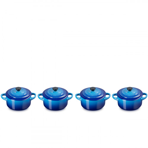 Le Creuset Poterie Kochen & Backen Mini Cocottes sett asurblå 4-delt