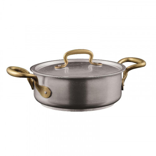 Sambonet 1965 Vintage - Edelstahl matt 18/10 Bratentopf mit Deckel d: 24 cm / h: 8 cm / 3,7 L