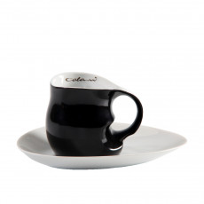 Luigi Colani Ab ovo Black & White Kaffe/cappuccino kopp med skål, 2 deler
