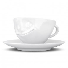 Fiftyeight Products TV Tassen TV Kaffekopp med hank hvit lykkelig 0,20 L