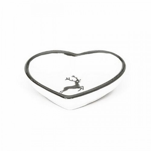 Gmundner Keramik Grauer Hirsch Miska w kształcie serca d: 10 cm / h: 2,4 cm