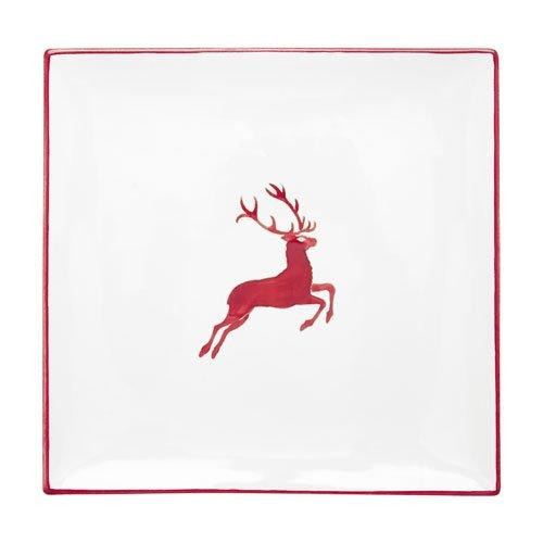 Gmundner Keramik Rubinroter Hirsch Talerz kwadratowy 31x31x2,8 cm