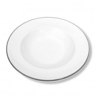 Gmundner Keramik Grauer Rand Talerz z zupą z flagą Gourmet 24 cm