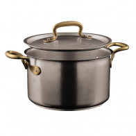 Sambonet 1965 Vintage - Edelstahl matt 18/10 Garnitur / garnek z pokrywką d: 24 cm / h: 14,5 cm / 6,5 L