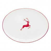 Gmundner Keramik Rubinroter Hirsch Talerz owalny 33x26x2,5 cm