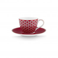 Pip Studio Blooming Tales Dark Red Filiżanka do espresso, 2-częściowa