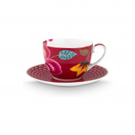 Pip Studio Blooming Tales Dark Red filiżanka do herbaty, 2-częściowa
