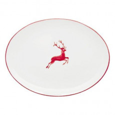 Gmundner Keramik Rubinroter Hirsch Talerz owalny 33x26x2,5 cm