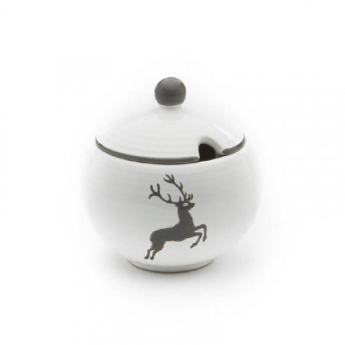 Gmundner Keramik Grauer Hirsch Açucareiro liso com recorte d: 10 cm / h: 11 cm