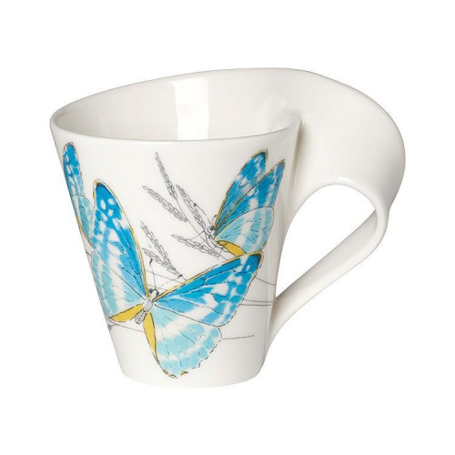 Villeroy & Boch New Wave Caffè Animals of the World - Morpho Cypris Caneca grande com asa em embalagem de presente 0,24 L