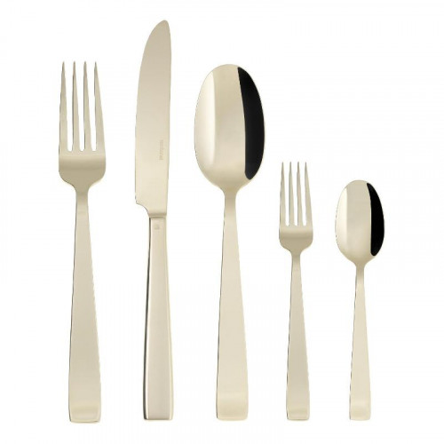 Sambonet Flat - Edelstahl / PVD Champagner Conjunto de talheres 30 peças. Cabo inteiriço / Monobloco