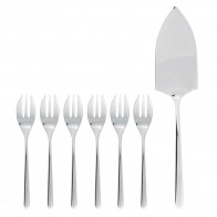 Sambonet Linear - Edelstahl 18/10 Conjunto de garfo de bolo e espátula de torta 7 peças