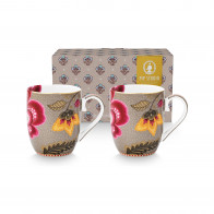 Pip Studio Blooming Tales Khaki Kaffeetassen-Set 2-tlg. 0,20 L