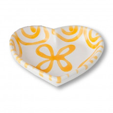 Gmundner Keramik Gelbgeflammt Casca de coração d: 10 cm / h: 2,4 cm