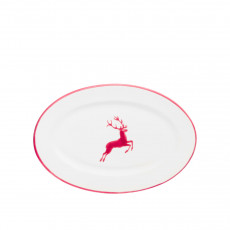 Gmundner Keramik Bordeauxroter Hirsch Prato oval com bandeira Gourmet 21x14x2,1 cm