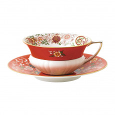 Wedgwood Wonderlust Chávena de chá Crimson Orient 0,15 L com pires 15 cm 2 peças.