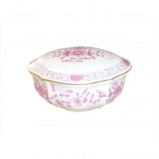 Meissen Neuer Ausschnitt - Indische Malerei 2 mit Kante purpur Goldpunkte mit Goldrand Lata 10x8x4 cm