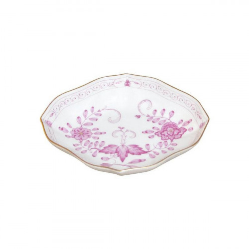 Meissen Neuer Ausschnitt - Indische Malerei 2 mit Kante purpur Goldpunkte mit Goldrand Bol 10 cm