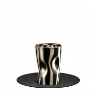 Eisch Unik Pahar de espresso din platină cu farfurioară neagră 100 ml / h: 8,5 cm / d: 12,5 cm