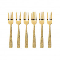 Sambonet Siena Edelstahl PVD / Gold Set de 6 furculițe pentru prăjituri