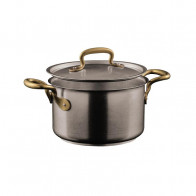 Sambonet 1965 Vintage - Edelstahl matt 18/10 Oală / cratiță cu capac d: 16 cm / h: 9,5 cm / 1,9 L