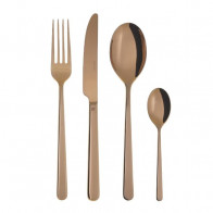 Sambonet Linear - Edelstahl / PVD Kupfer Set de tacâmuri 24 piese. Mâner întreg / Monobloc