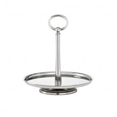 Sambonet Elite - Edelstahl 18/10 Platou de patiserie / platou de fructe pe picior h: 20,5 cm / d: 18,5 cm