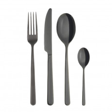 Sambonet Linear - Edelstahl / PVD schwarz Set de tacâmuri 24 piese. Mâner întreg / Monobloc