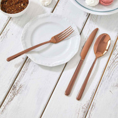 Sambonet Linear - Edelstahl / PVD Kupfer Set de tacâmuri 24 piese. Mâner întreg / Monobloc