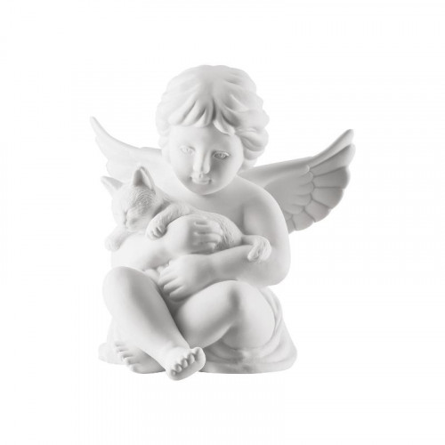 Rosenthal Engel Ängel med stor vit matt katt 14 cm