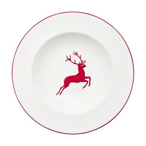 Gmundner Keramik Rubinroter Hirsch Sopptallrik Gourmet d: 24 cm / h: 4 cm