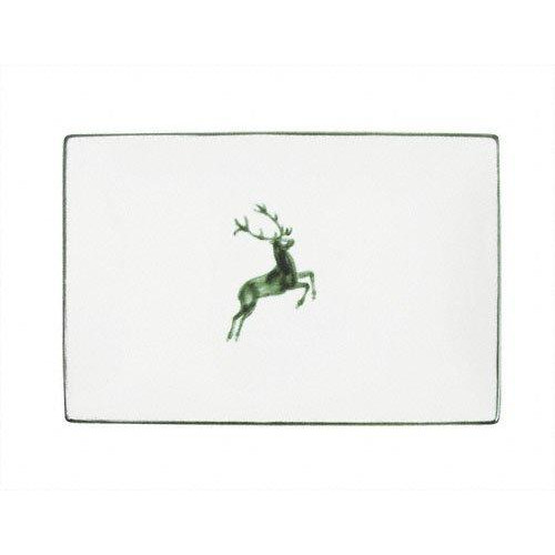 Gmundner Keramik Grüner Hirsch Rektangulär platta 30x20x2,5 cm