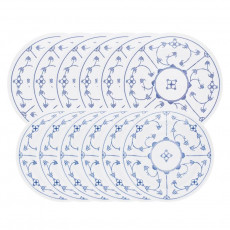 Kahla Blau Saks - Indisch Blau - Strohblumenmuster Tavelsats 12 delar