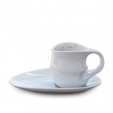 Luigi Colani Ab ovo Black & White Cappuccino-kopp med fat 2-delar