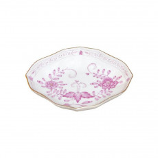 Meissen Neuer Ausschnitt - Indische Malerei 2 mit Kante purpur Goldpunkte mit Goldrand Skål 10 cm