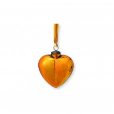 Pip Studio Love Birds Dark Red Weihnachtskugel Glas Herz Gelb 12,5 cm