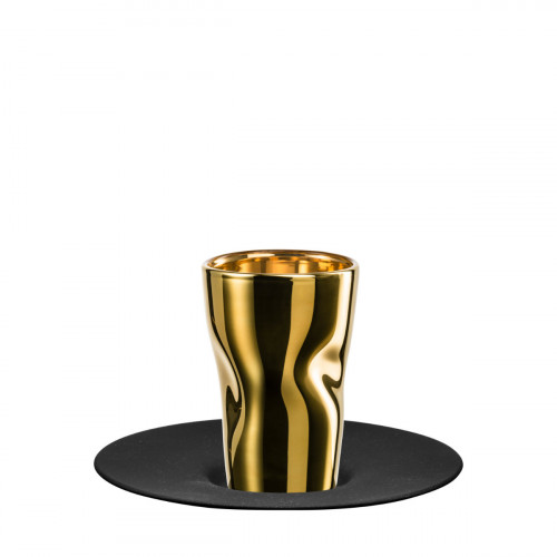 Eisch Unik Altın espresso bardağı siyah tabak ile 100 ml / h: 8,5 cm / d: 12,5 cm