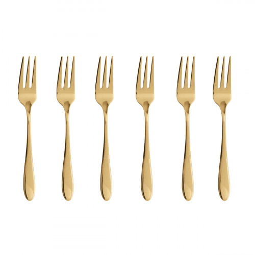 Sambonet Velvet Edelstahl PVD / Gold 6 parça pasta çatal takımı