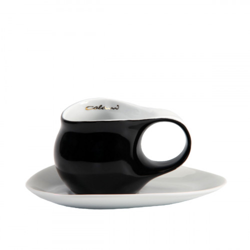 Luigi Colani Ab ovo Black & White Espresso fincanı ve tabağı 2 parçalı