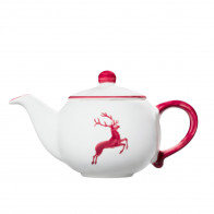 Gmundner Keramik Roter Hirsch Düz çaydanlık 1,5 L / s: 16,5 cm
