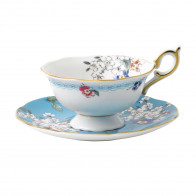 Wedgwood Wonderlust Çiçek Desenli 0,15 L Çay Bardağı ve 15 cm Tabaklı 2 Parça Takım.