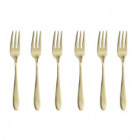 Sambonet Velvet Edelstahl PVD / champagerfarben 6 parça pasta çatal takımı