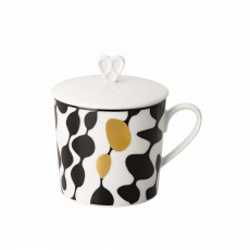 Rosenthal Home Monochrome Bubbles Becher mit Henkel und Deckel 0,38 L