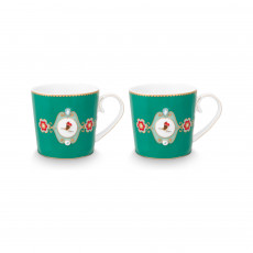 Pip Studio Love Birds Emerald-Green Kaffeetassen Set 2-tlg. Medallion 0,19 L