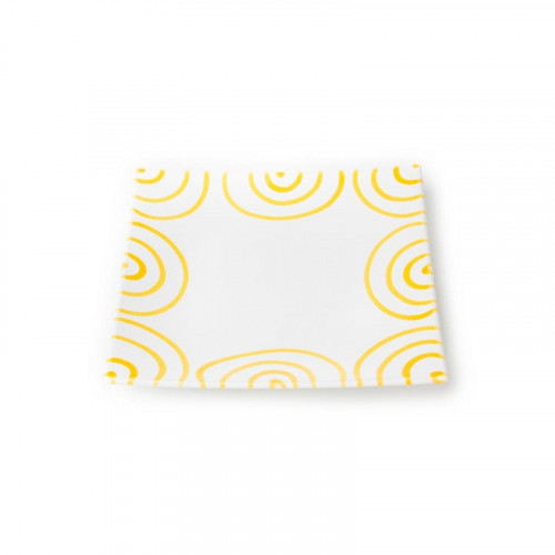 Gmundner Keramik Gelbgeflammt Dessert plate / breakfast plate 20x20x2.6 cm
